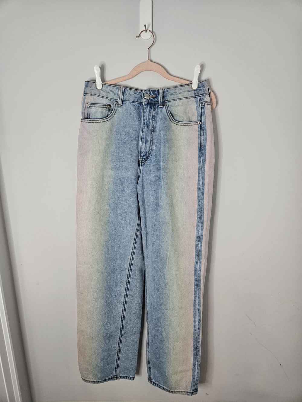 BDG Pastel Ombre Straight-Leg Jeans - Light Blue with Pink and Cream
